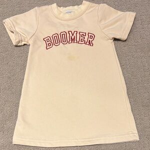 Kids Cream dress with Red Boomer lettering